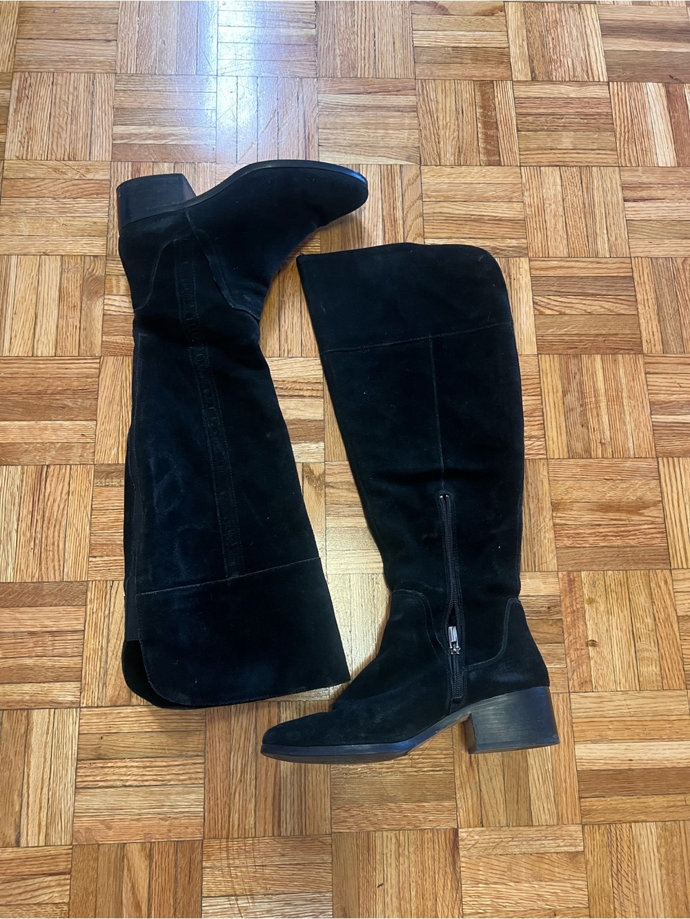 Vince Camuto Black Suede Over-the-Knee Boots with Block Heel